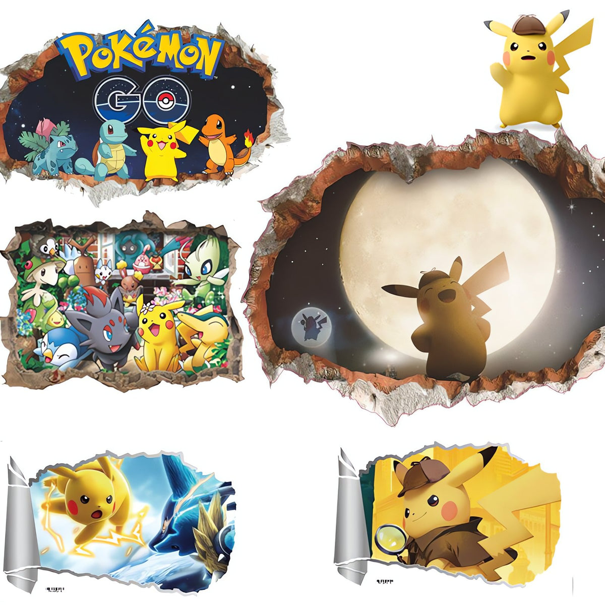 3D Detective Pikachu wall sticker
