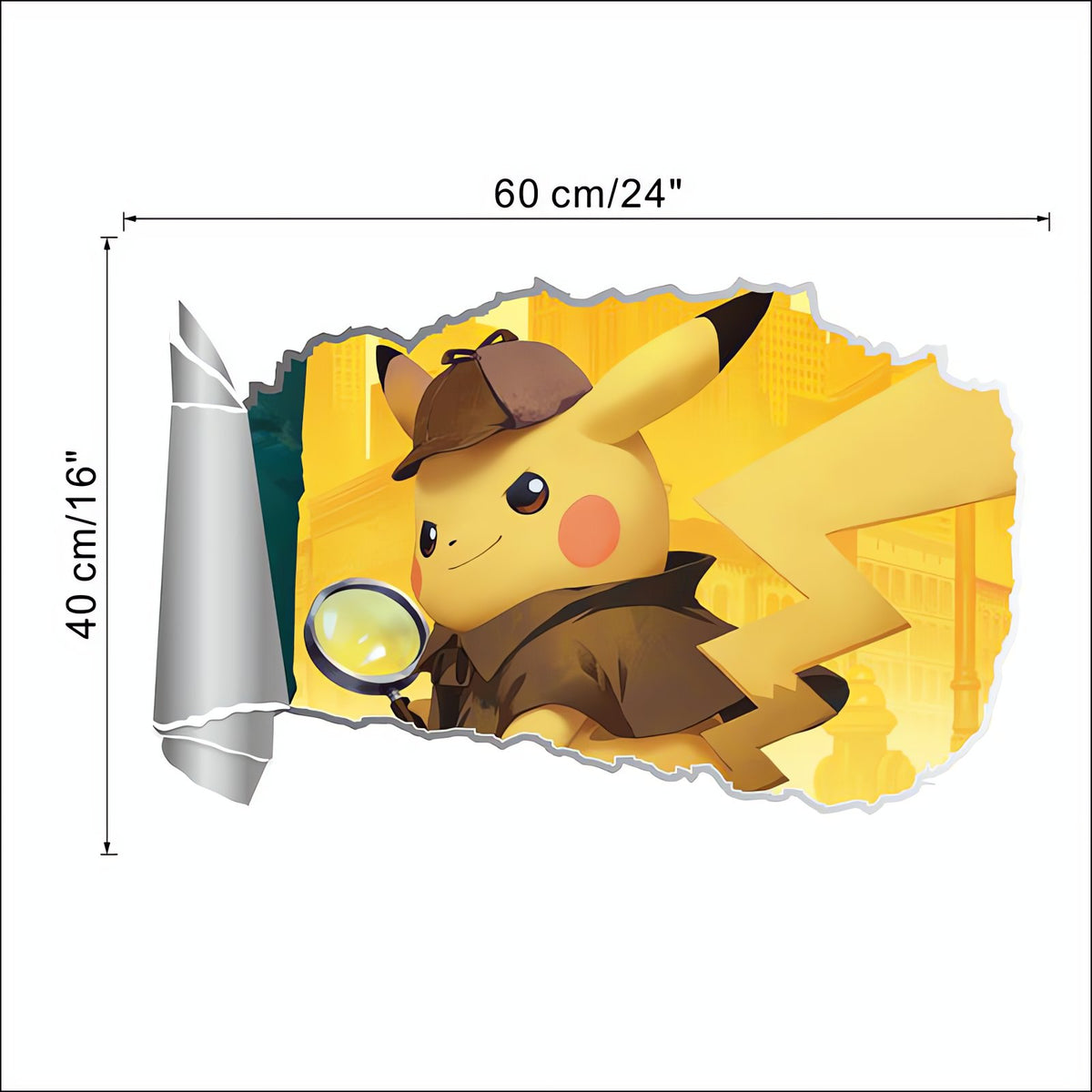 3D Detective Pikachu wall sticker, 60x40cm – photo 2