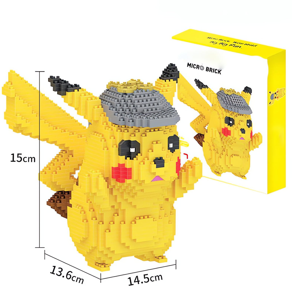 Detective Pikachu 3D building block set in a grey cap – Detective Pikachu Blocks