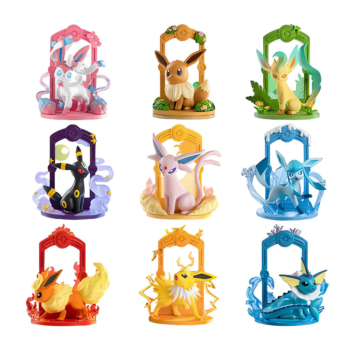 Set of nine Eevee evolutions mini figures