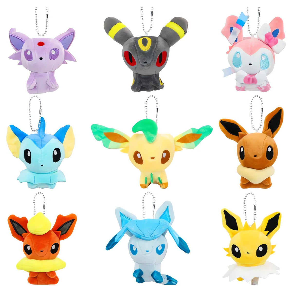 Eevee evolutions plush keyrings, approx. 8-10cm