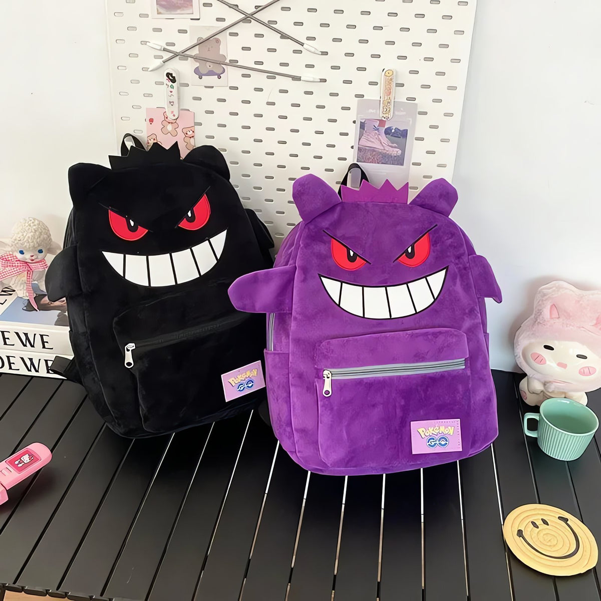 Gengar backpack, available in black or purple