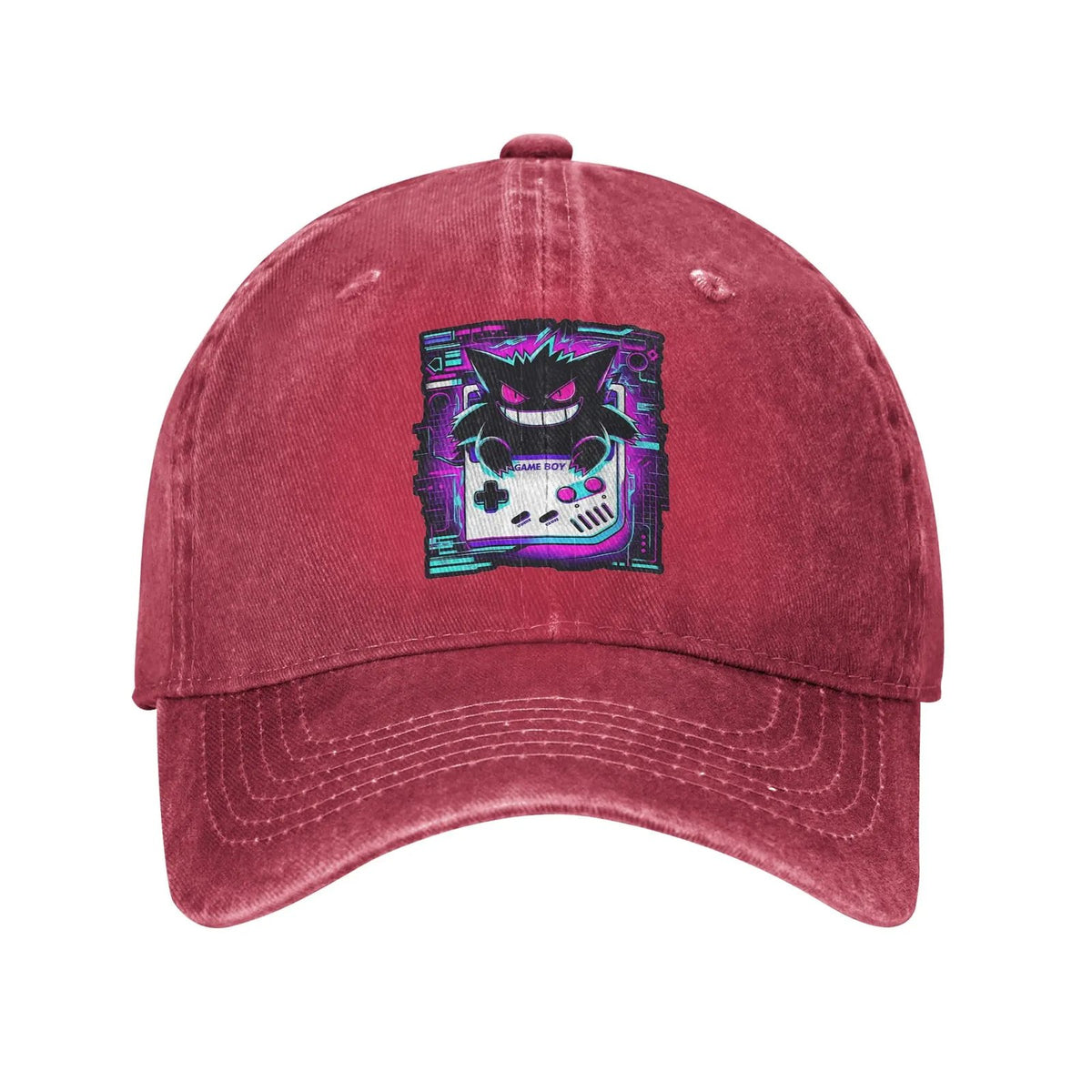Gengar baseball cap with Game Boy motif – Red