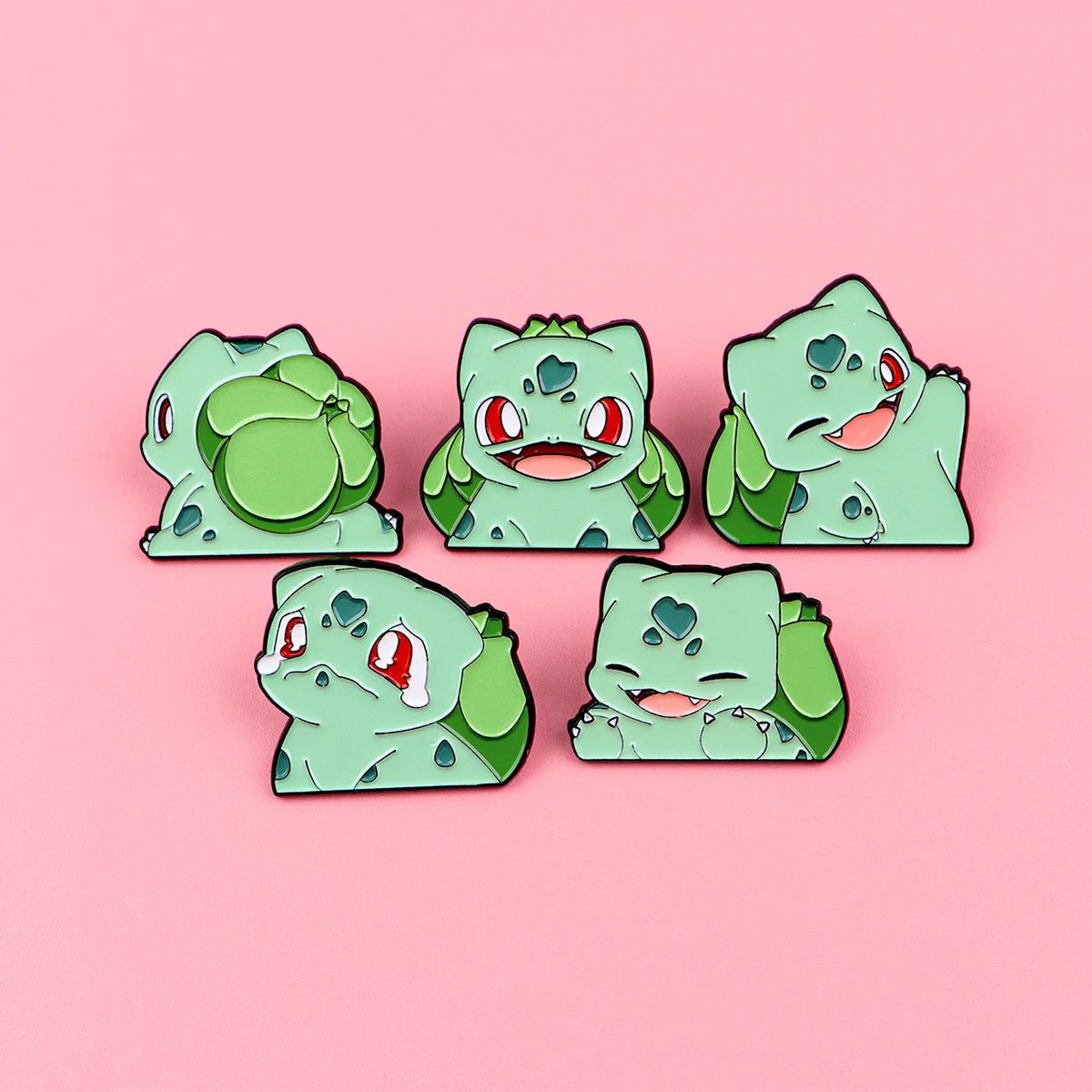 Set of five Pokémon pin badges – Bulbasaur