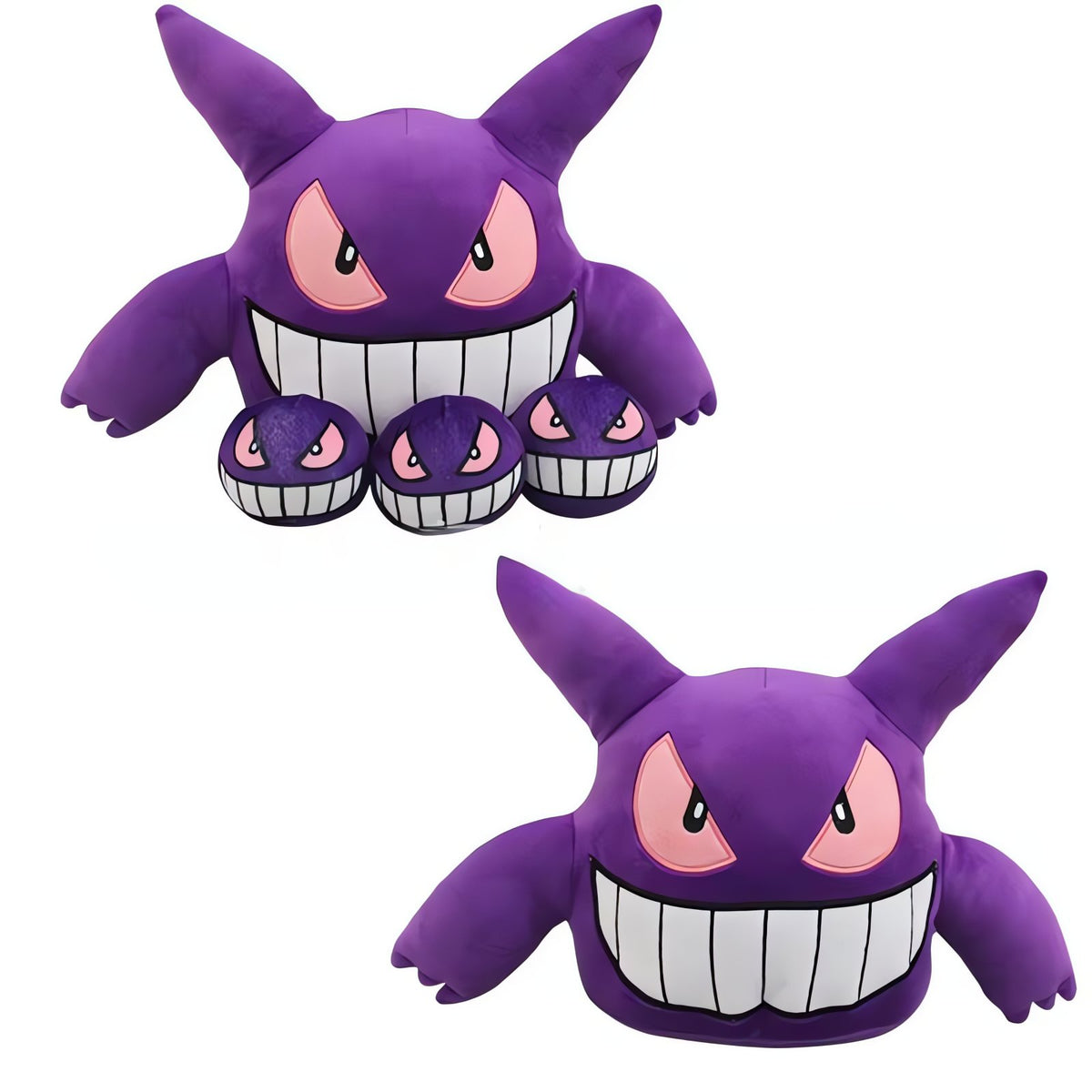 Large Gengar plush toy with three mini Gengars