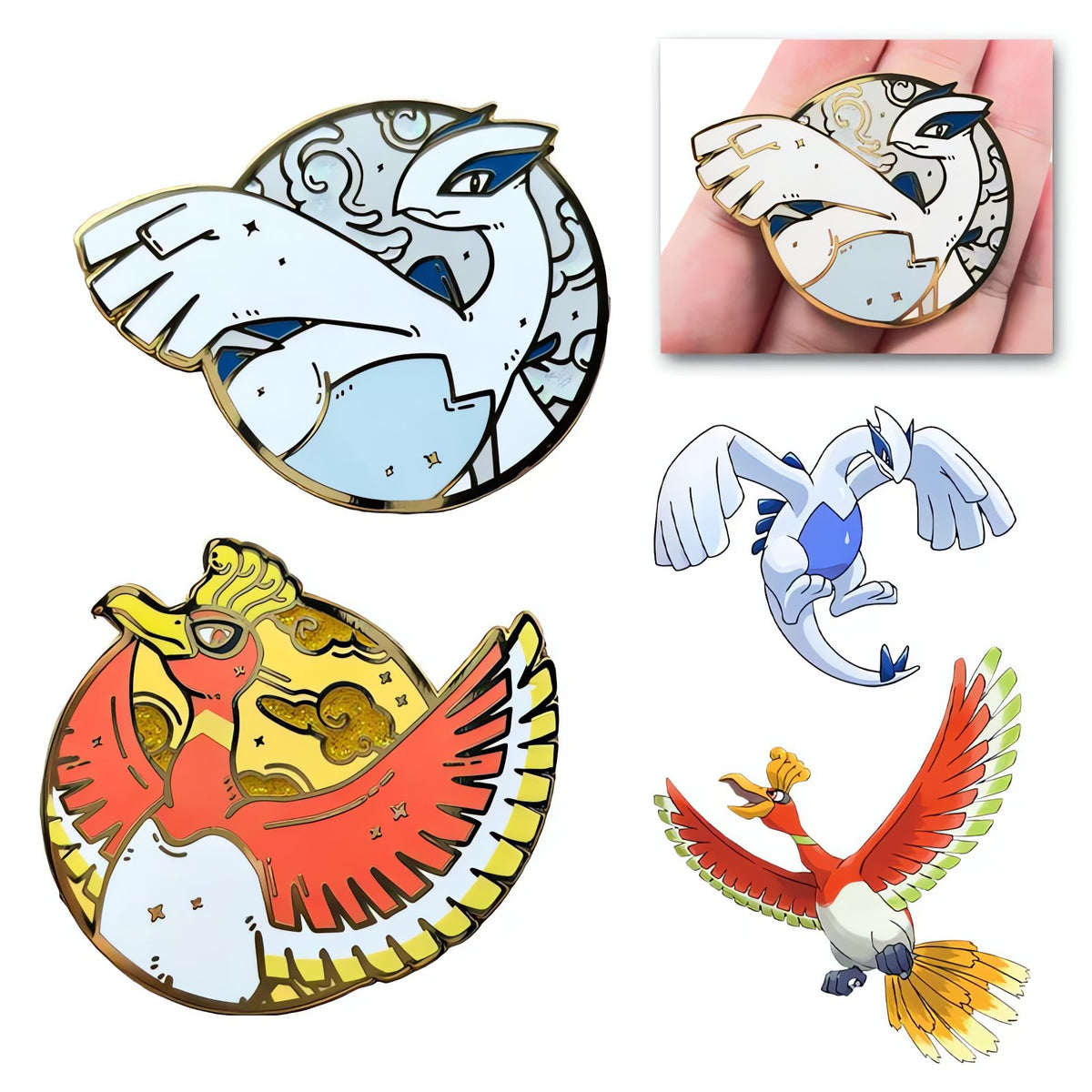 Lugia and Ho-Oh pin badges