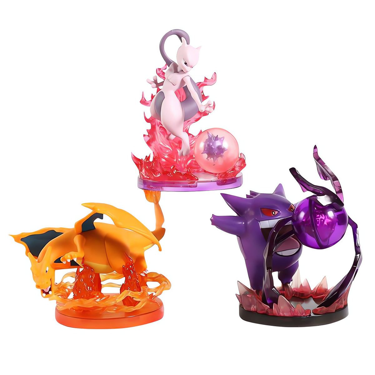 Mewtwo, Gengar and Charizard collectable figures