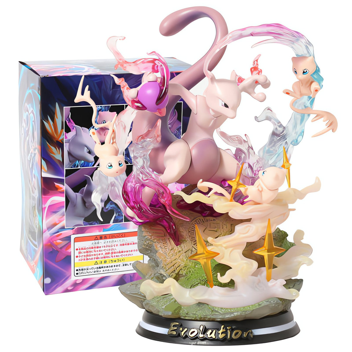 Mewtwo and Mew evolution statue, 23-24cm