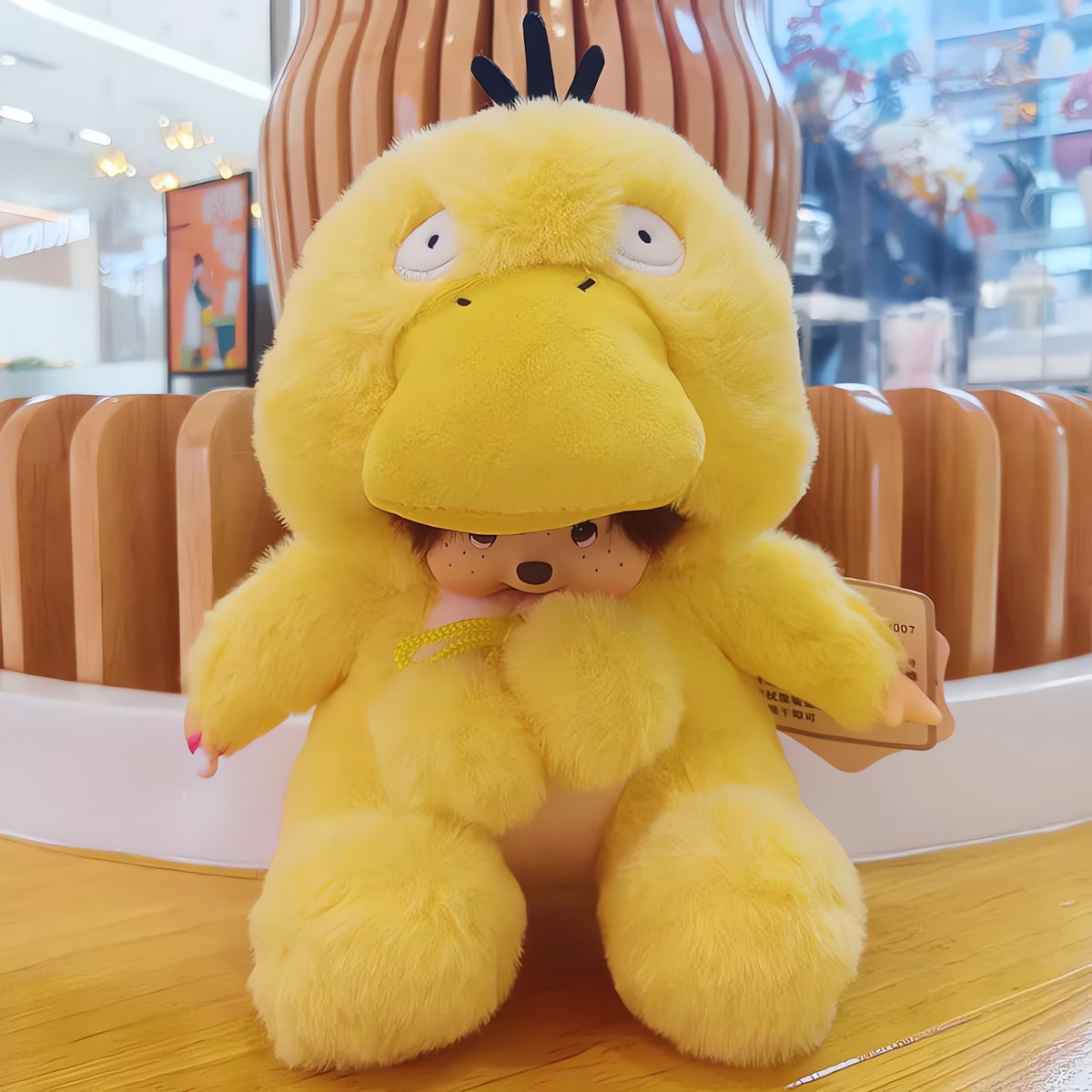 Monchhichi in a Psyduck costume, 20cm plush toy