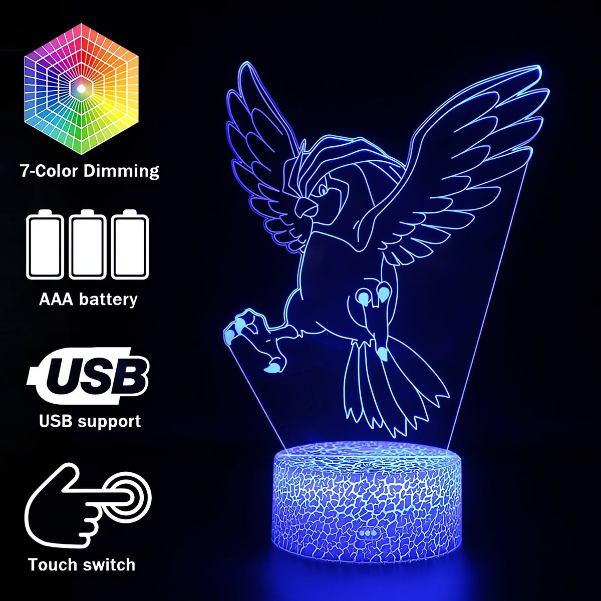 Pidgeot 3D LED night light