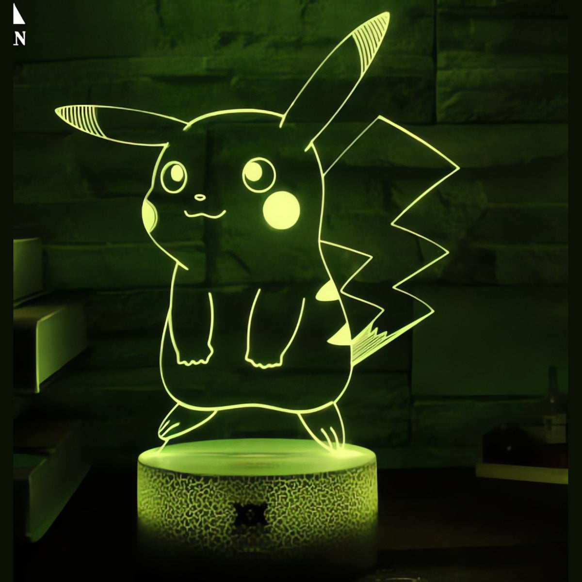 Pikachu 3D LED lamp glowing in colour