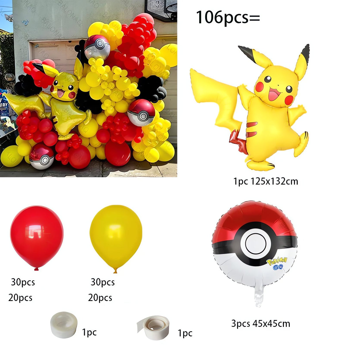 Pikachu balloon set with Poké Ball balloons – photo 2