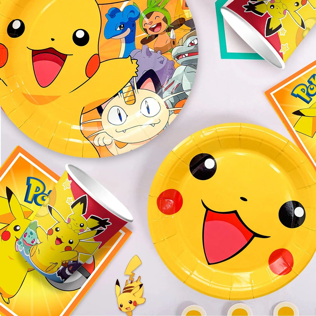 Pikachu birthday party set with plates, cups and banner – photo 4