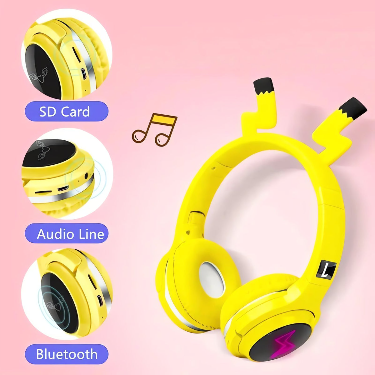 Pikachu Bluetooth headphones with ears – photo 3