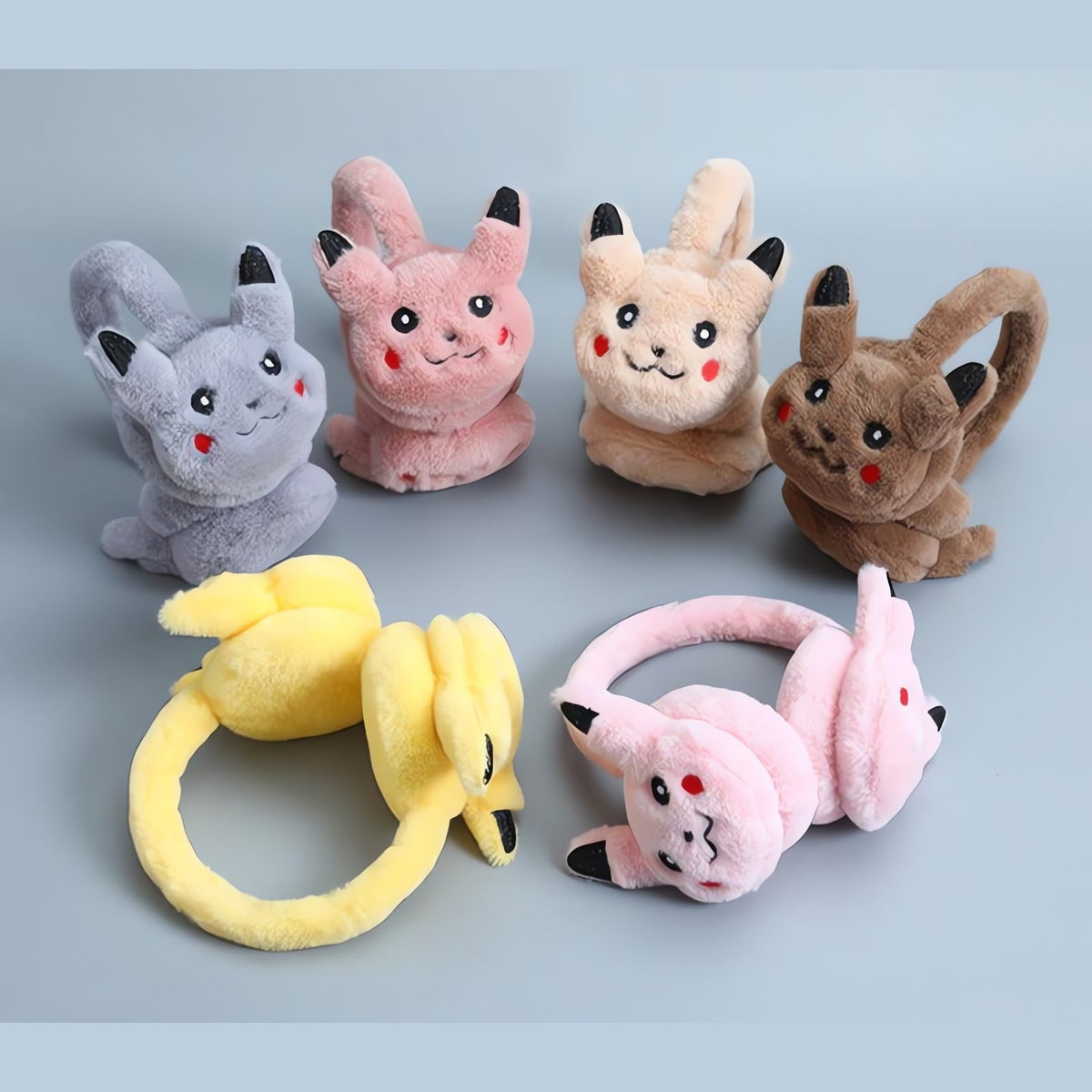 Fluffy Pikachu ear muffs for kids – photo 11