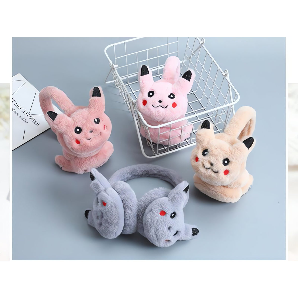 Fluffy Pikachu ear muffs for kids – photo 7