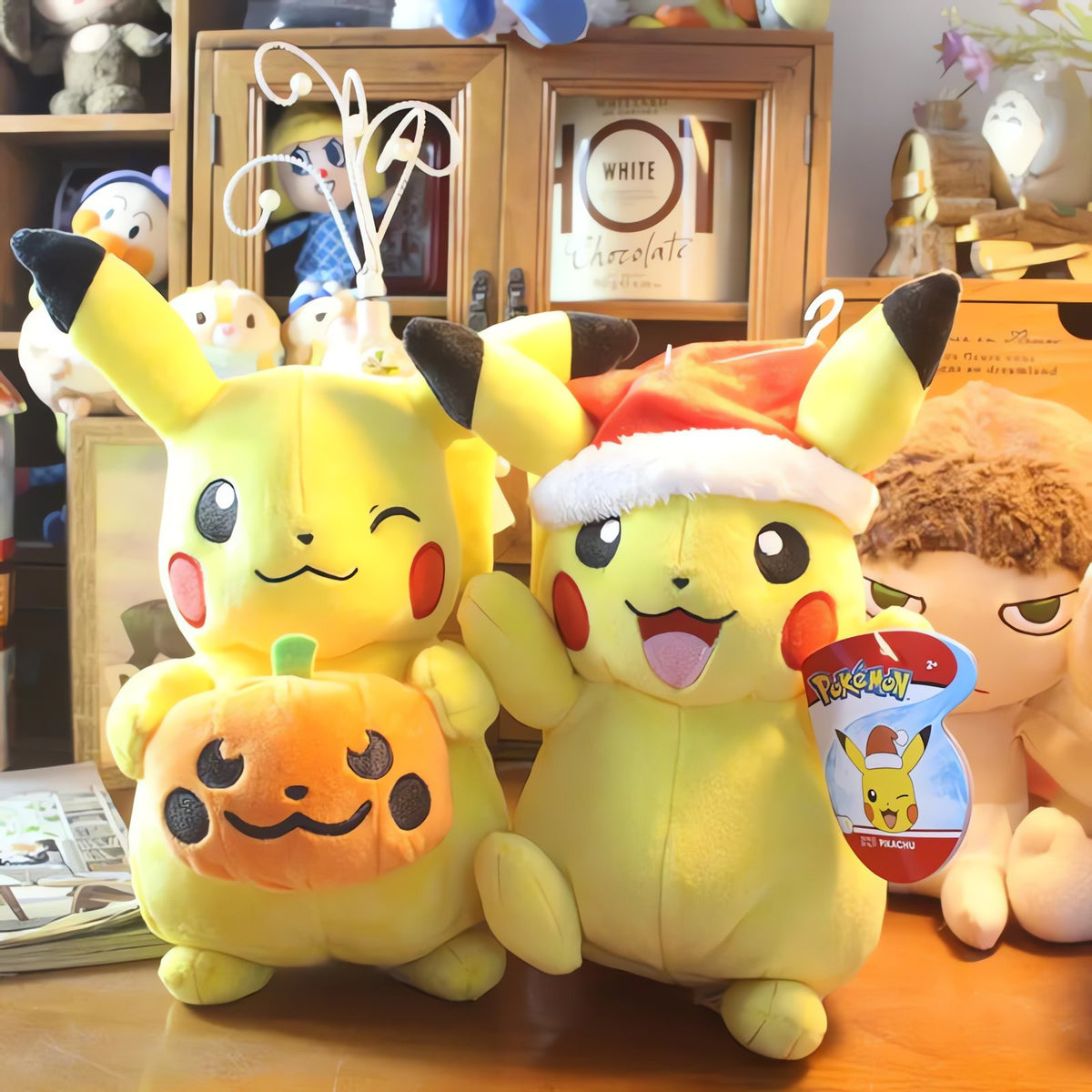 Pikachu Halloween plush toy with pumpkin