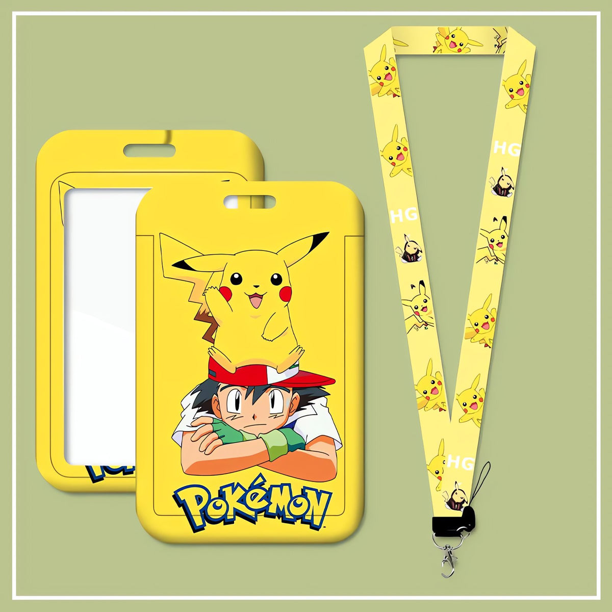 Pikachu ID badge with lanyard – Ash Ketchum with Pikachu