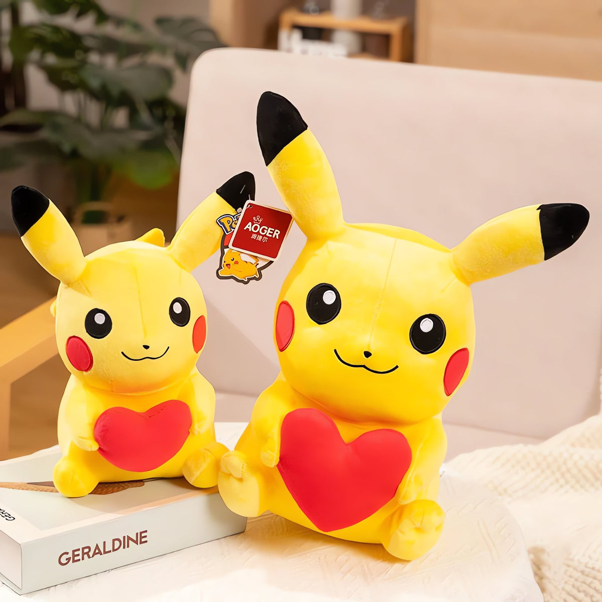 Pikachu plush toy with heart