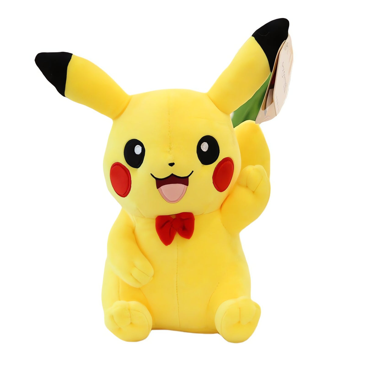 Sitting Pikachu plush toy with red tie, 26cm