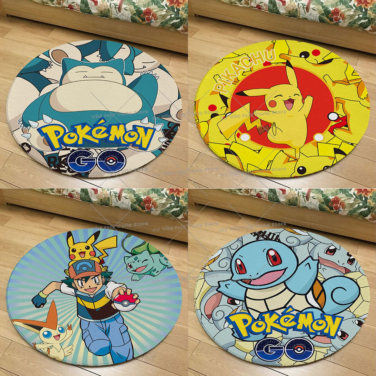 Round Pikachu flannel rug