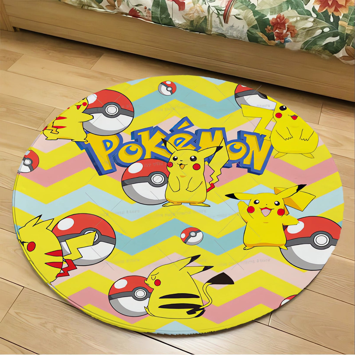 Round Pikachu flannel rug – Pikachu 2