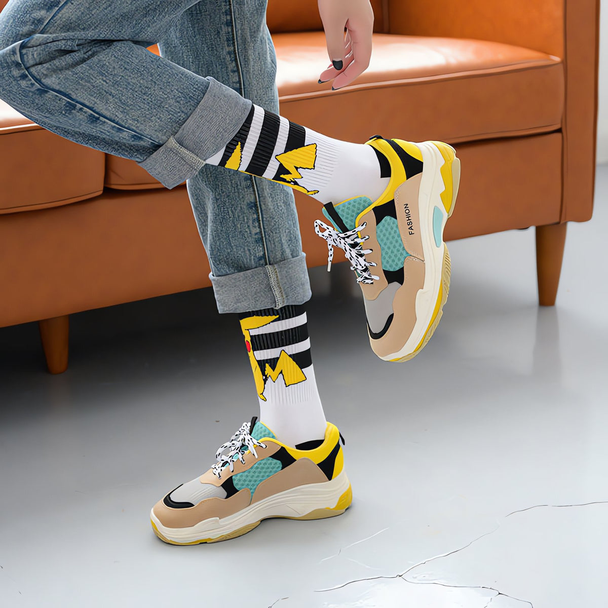 Pikachu print sports socks for adults – photo 4