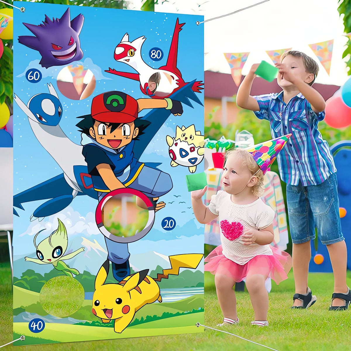 Pikachu toss game with hanging game wall