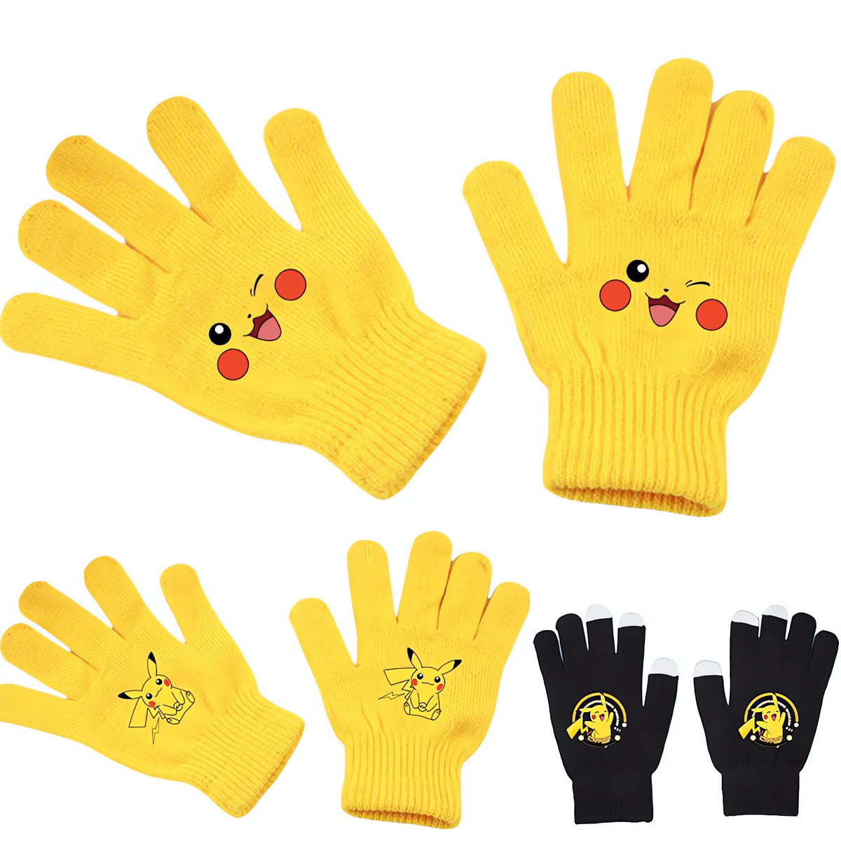 Pikachu winter gloves in yellow