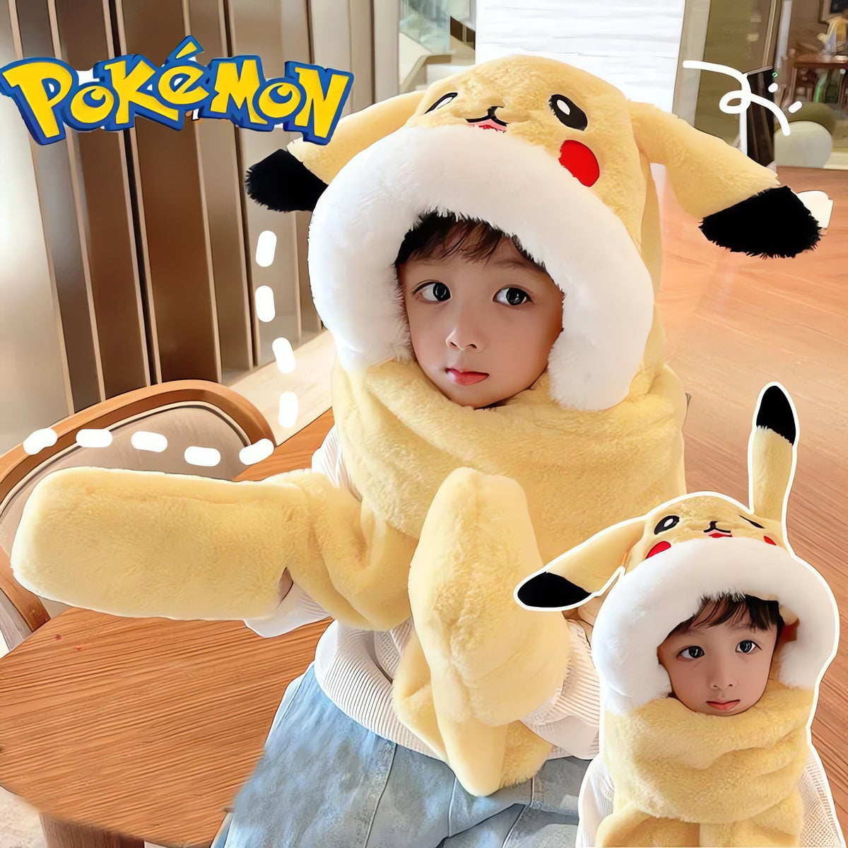 Pikachu winter hat with integrated scarf – photo 4