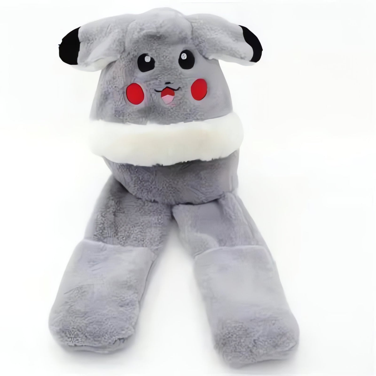 Pikachu winter hat with integrated scarf – Grey