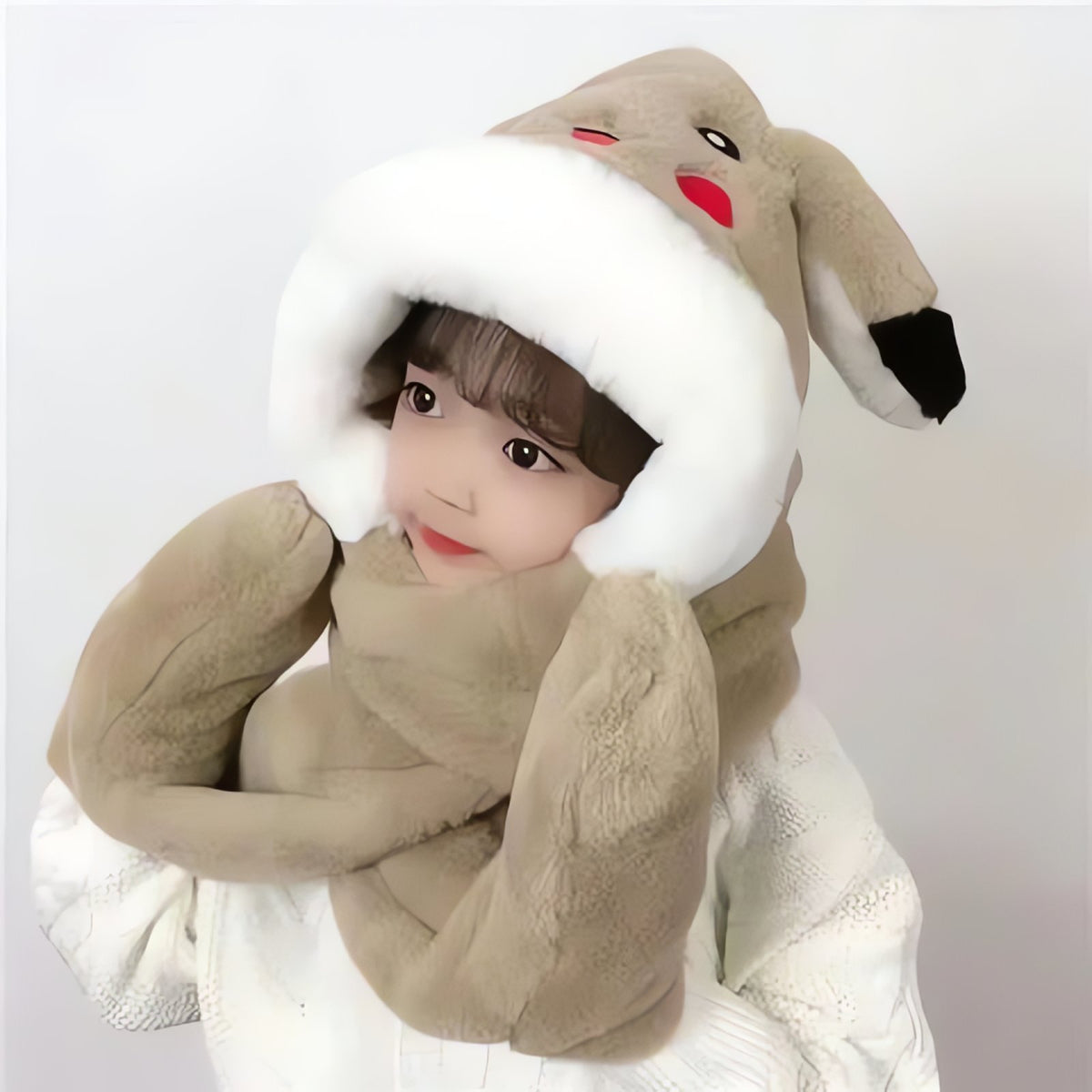 Pikachu winter hat with integrated scarf – Khaki