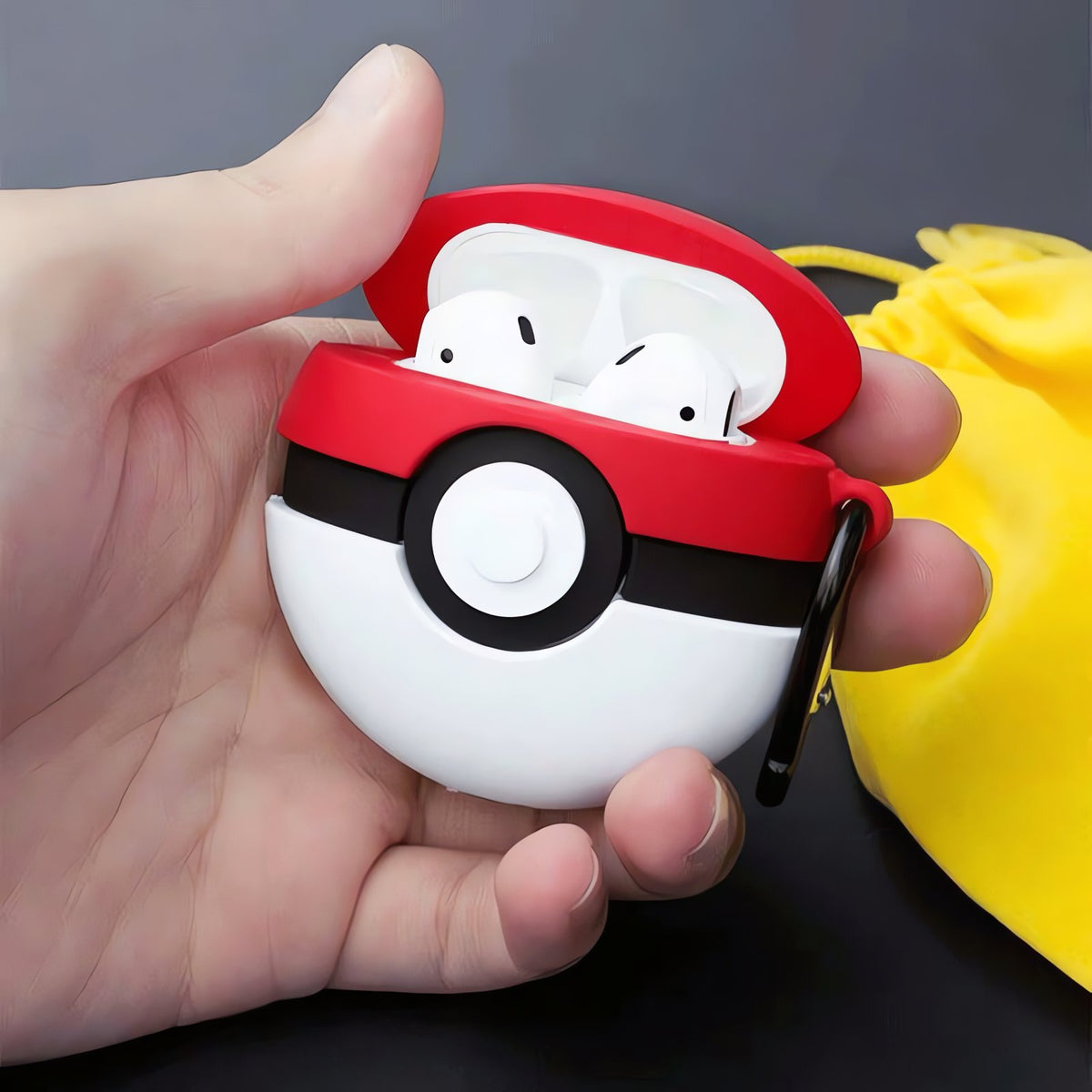 Poké Ball AirPods case with carabiner