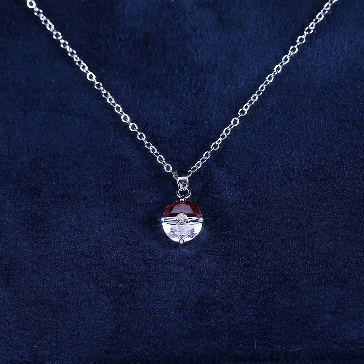 Silver and white Poké Ball pendant necklace – photo 3