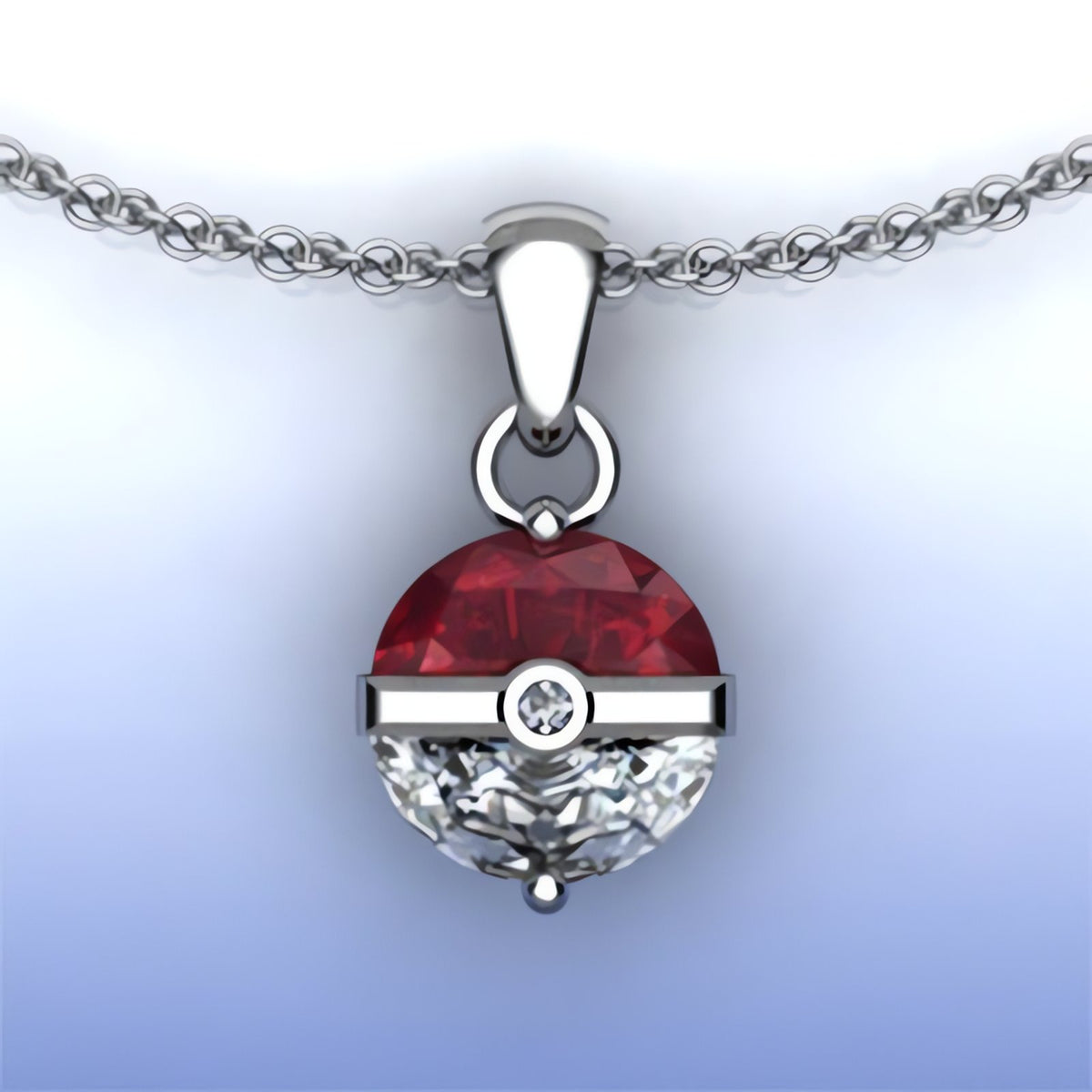 Silver and white Poké Ball pendant necklace – photo 4
