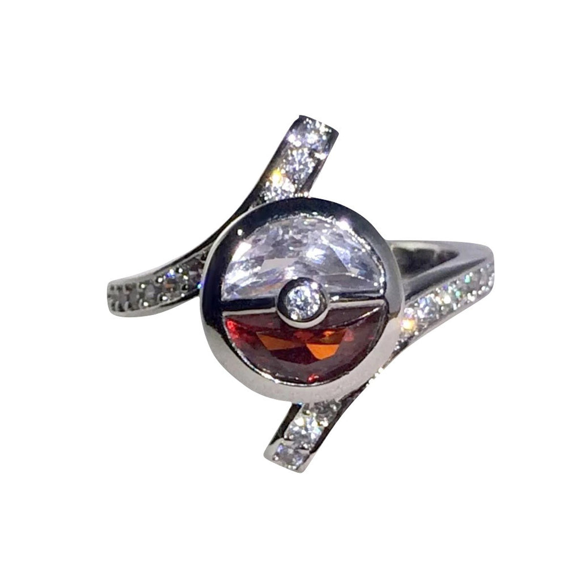 Poké Ball ring with a zirconia stone – photo 2