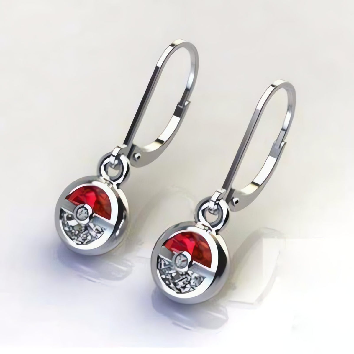 Silver Poké Ball stud earrings – photo 2