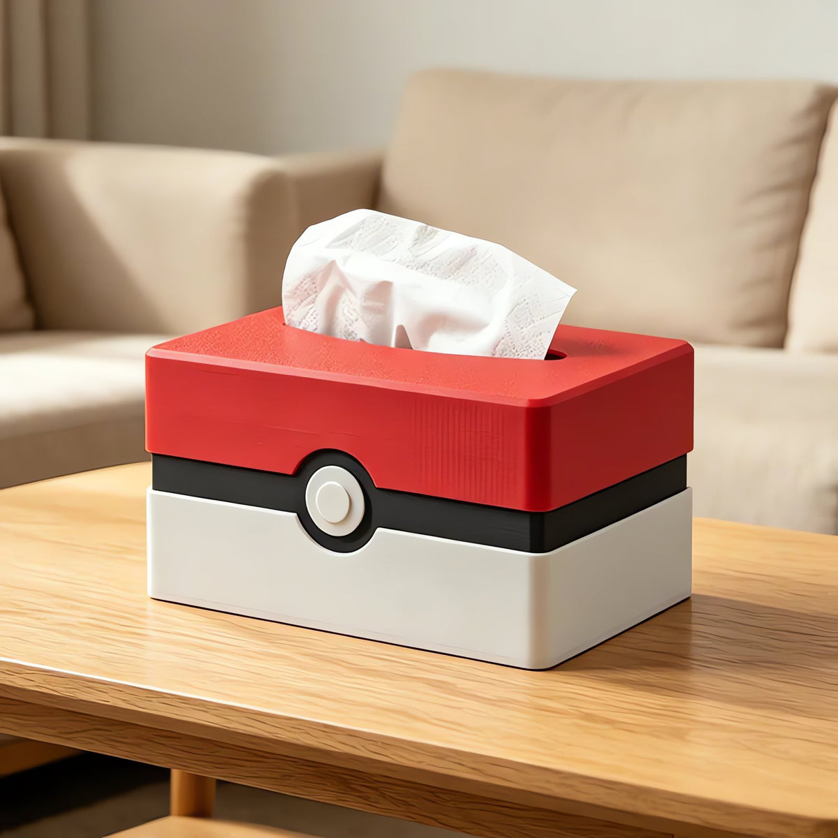 Poké Ball tissue dispenser, red and white