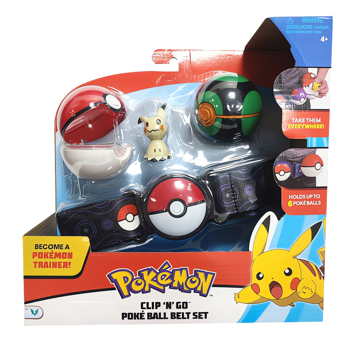 Pokémon Clip 'n' Carry belt set with Poké Balls and Mimikyu