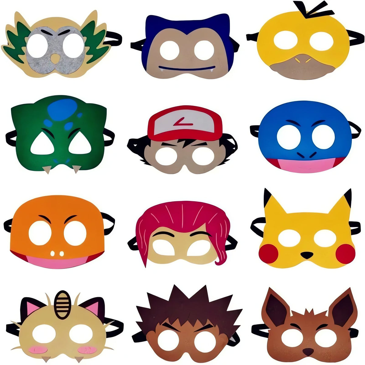 Set of twelve Pokémon masks