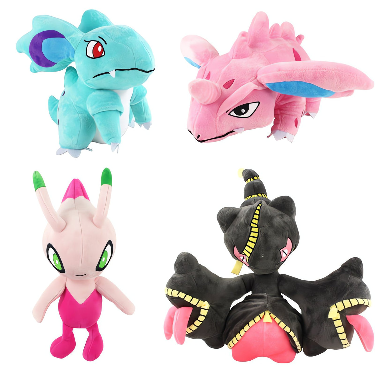 Celebi and Squirtle plush toys
