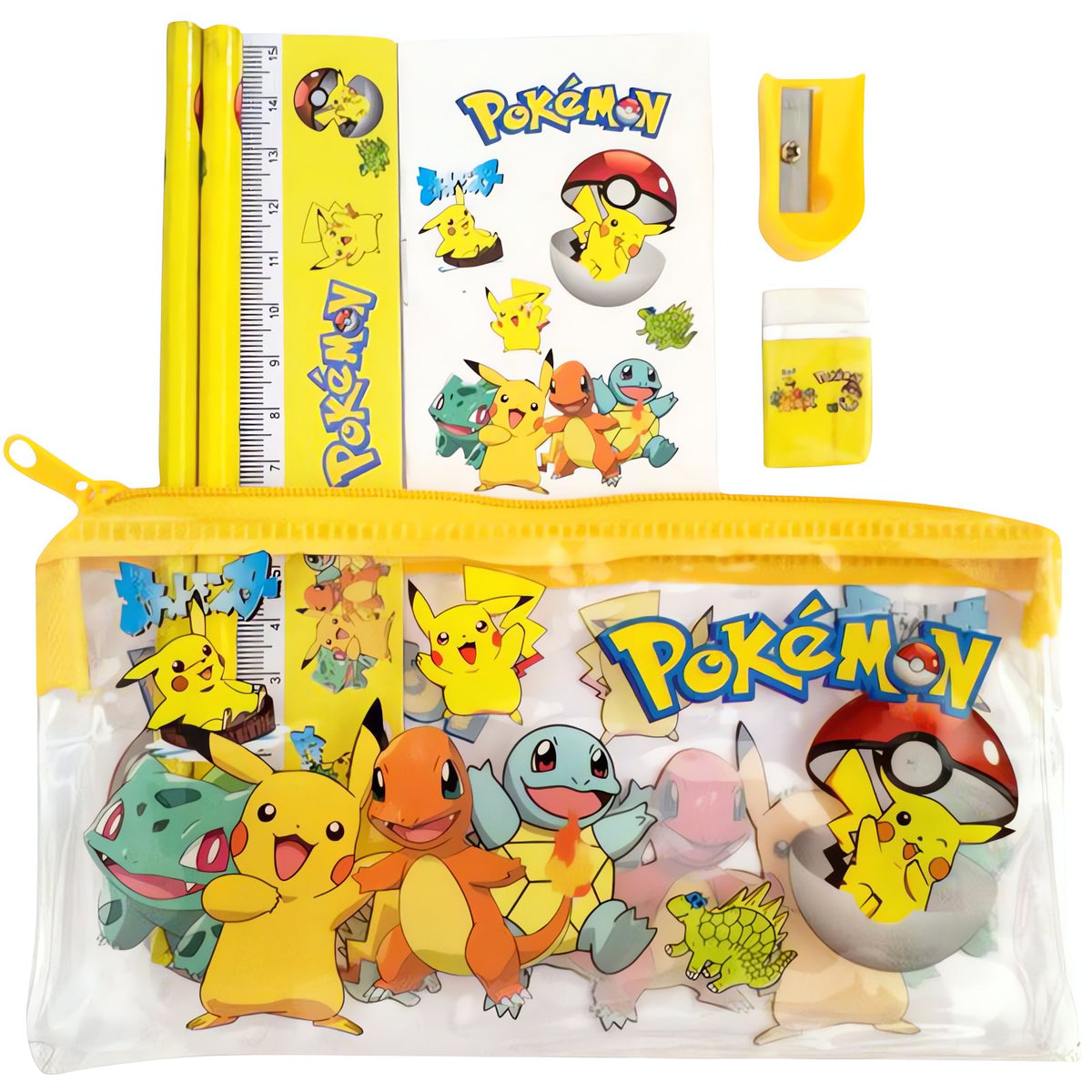 Pokémon school stationery set with pouch