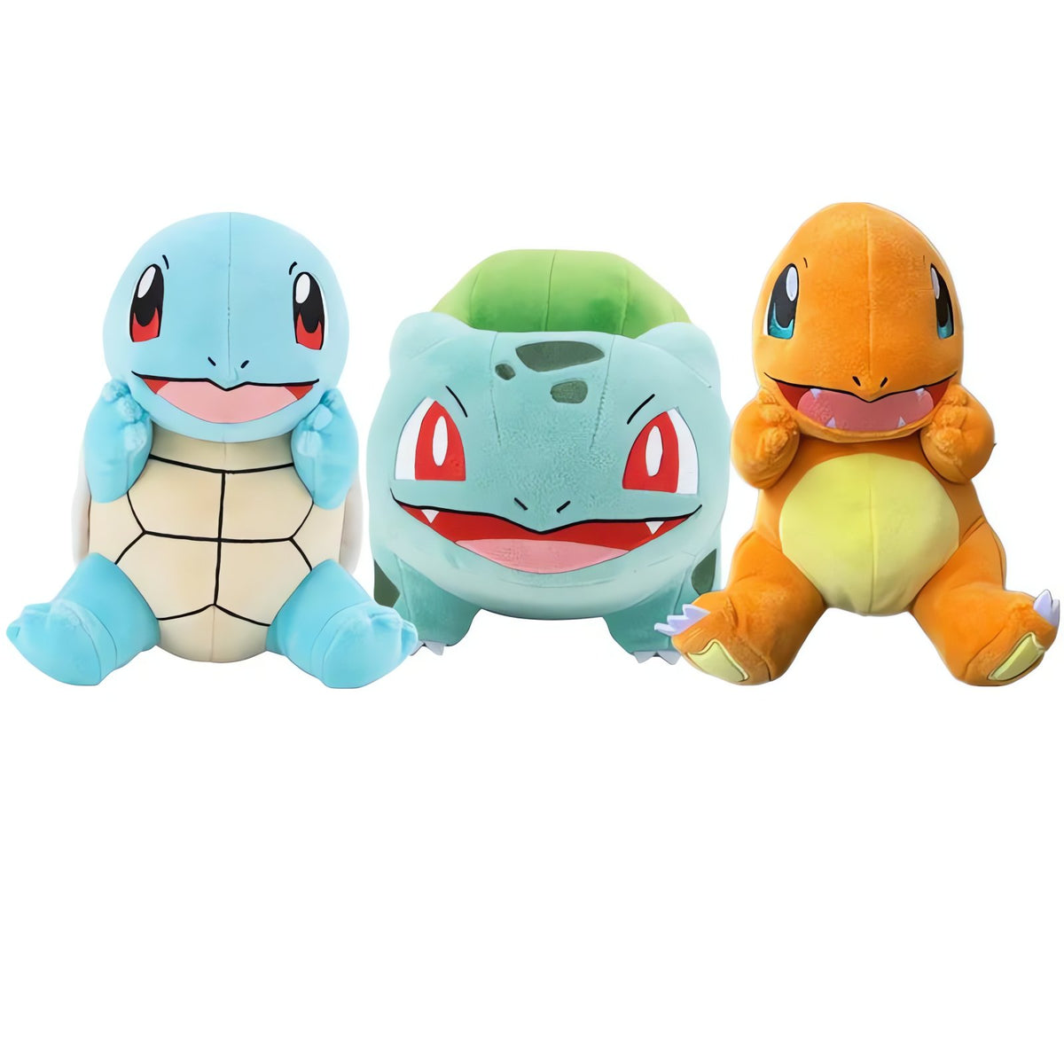 Bulbasaur, Charmander and Squirtle plush toy set
