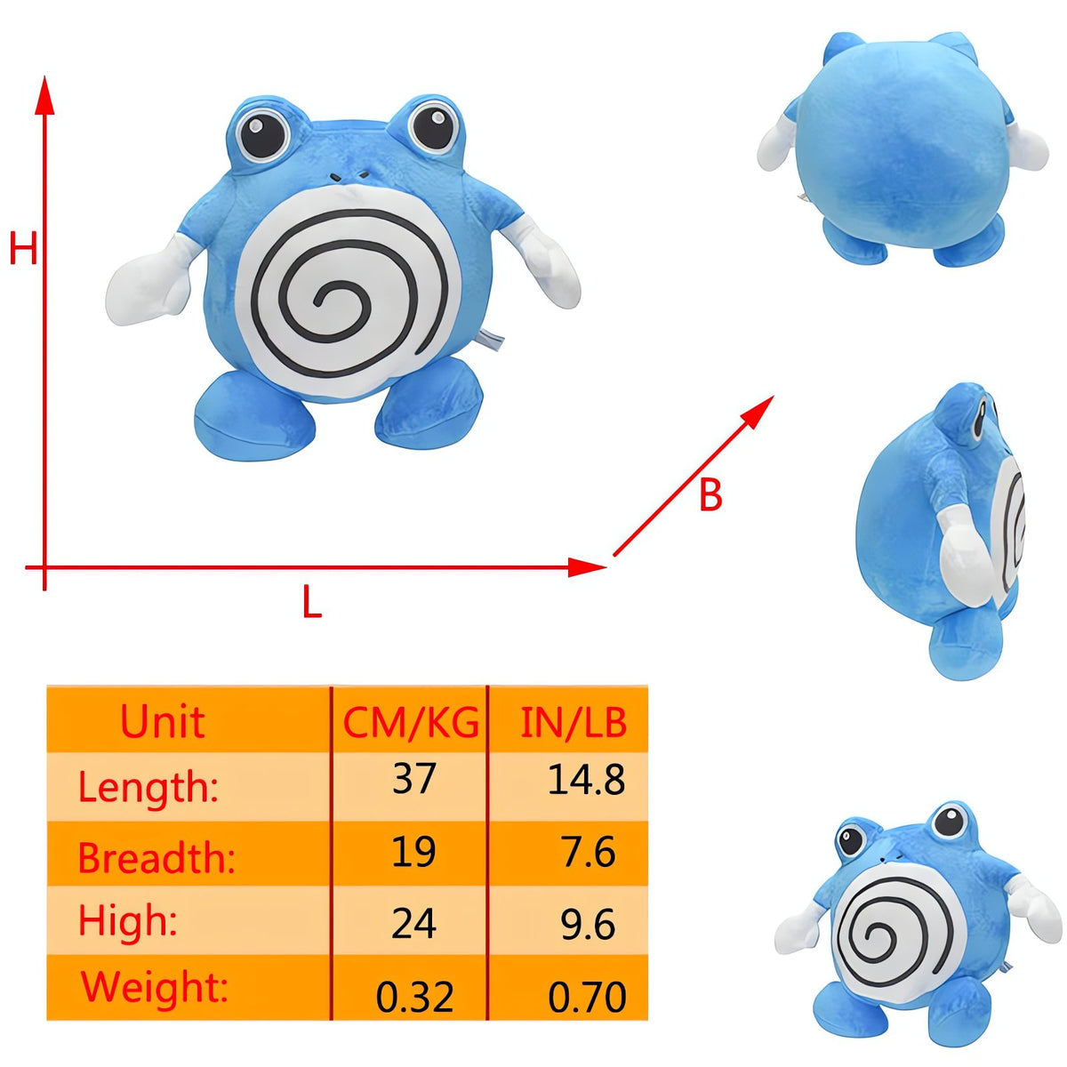 Poliwag line plush toys – Large Poliwrath