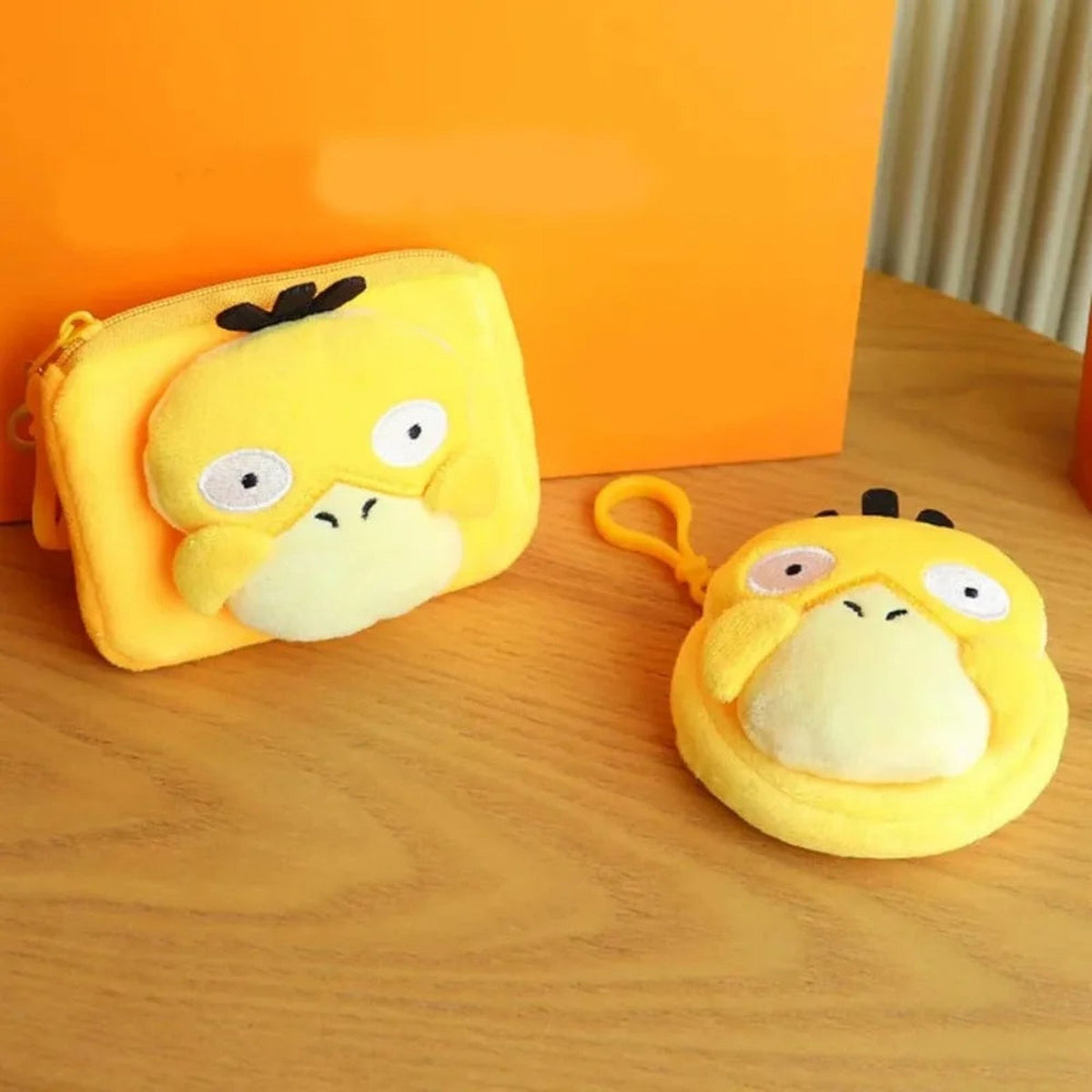 Fluffy Psyduck coin purse with clip