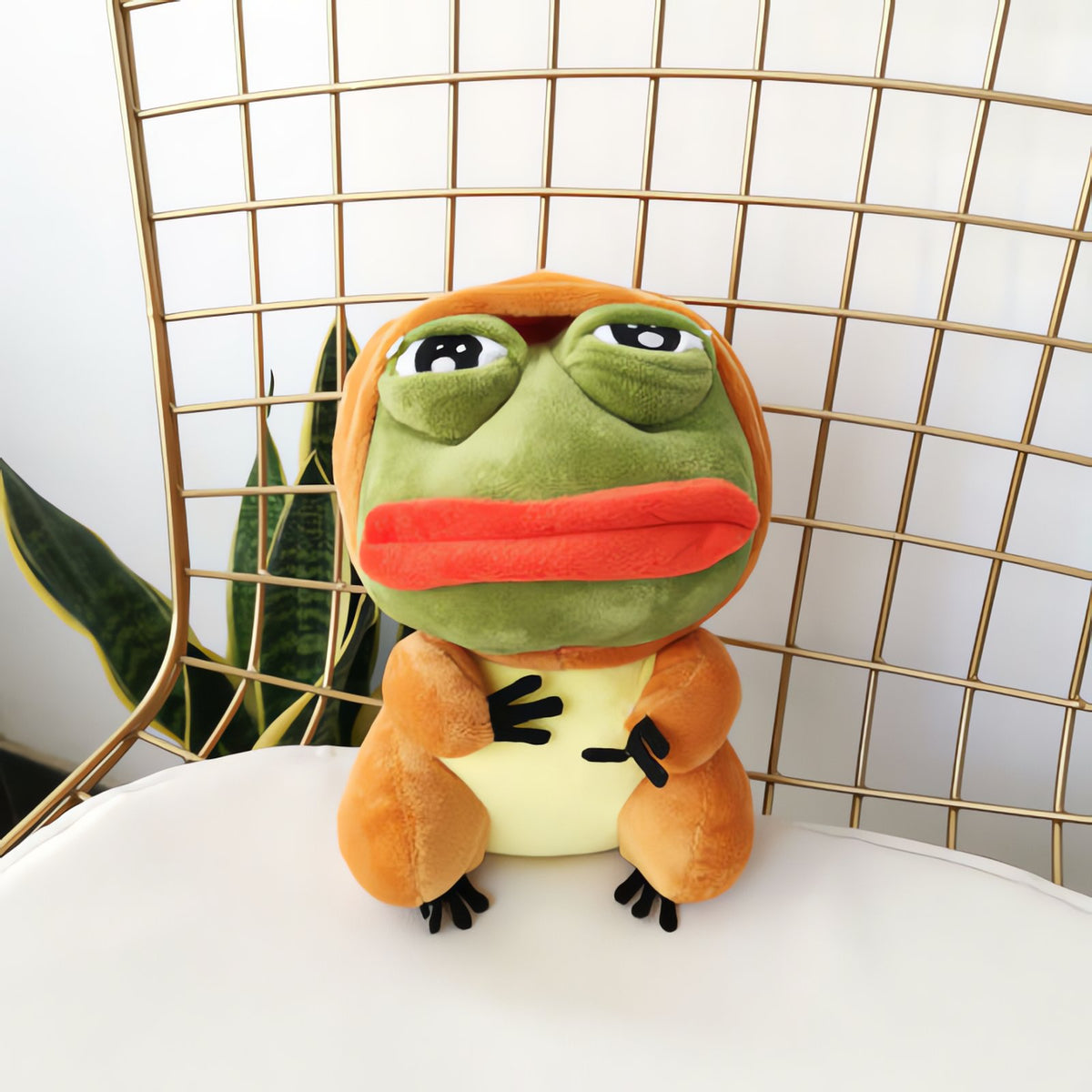 Sad Frog plush dressed in a Pokémon costume – Charmander
