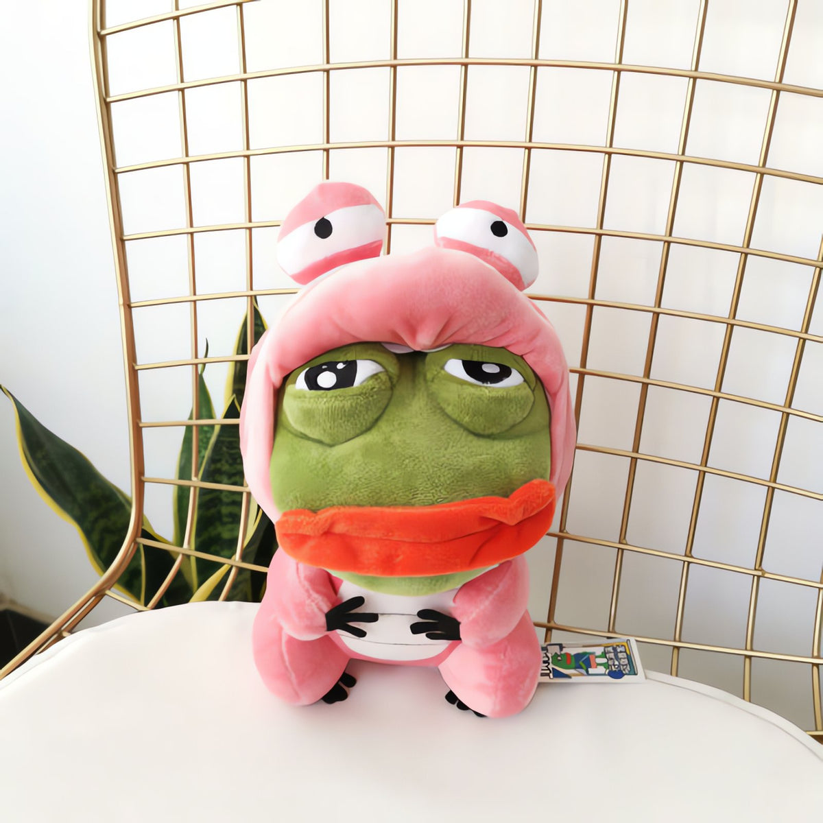 Sad Frog plush dressed in a Pokémon costume – Pink