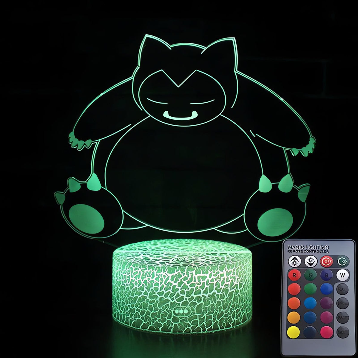 Snorlax 3D LED night light – Black Stand with Remote