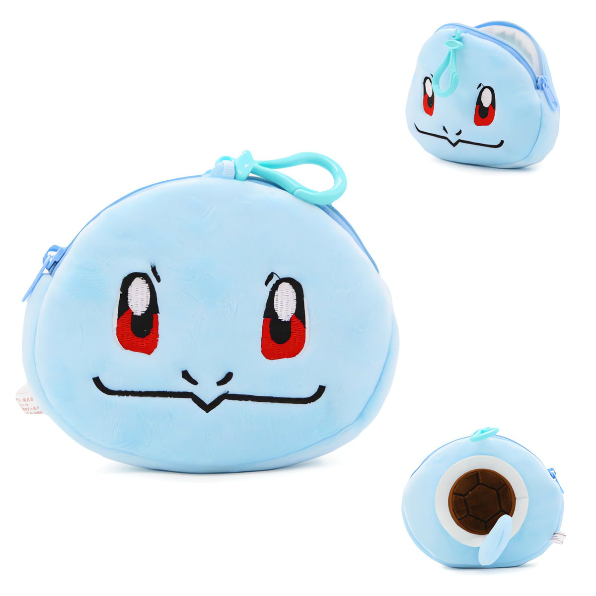 Squirtle plush purse with zip and clip