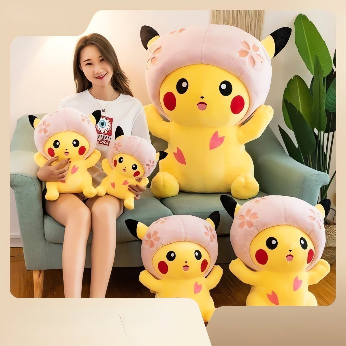 XXL Pikachu Sakura plush toy with cherry blossom – photo 4